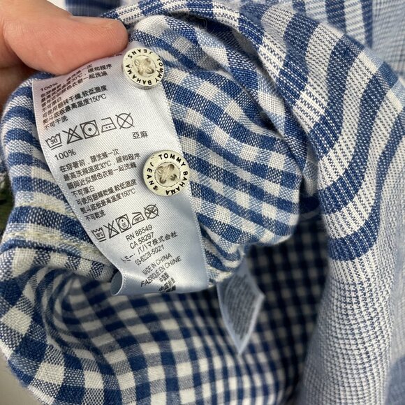 Tommy Bahama Men’s 100% Linen Long Sleeve Blue Chambray Plaid Button Down - XXL - Picture 9 of 9